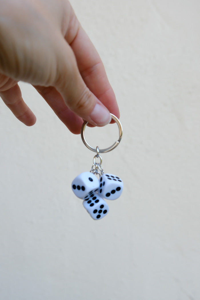 WHITE DICE BAG CHARM