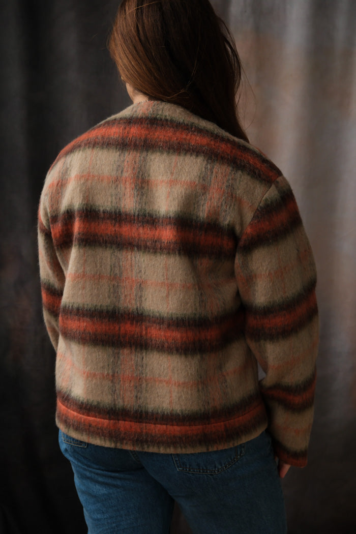 CHECK WOOL MOHAIR BLOUSON