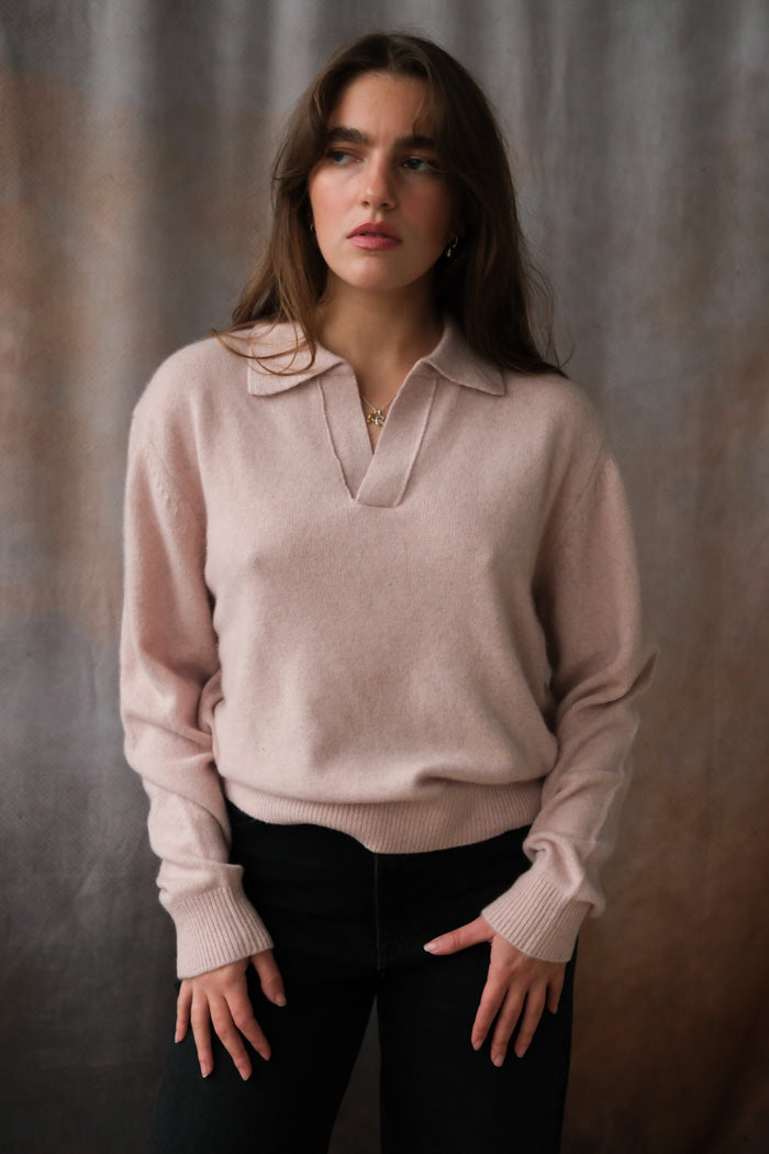 UNISEX OPEN COLLAR CASHMERE SWEATER