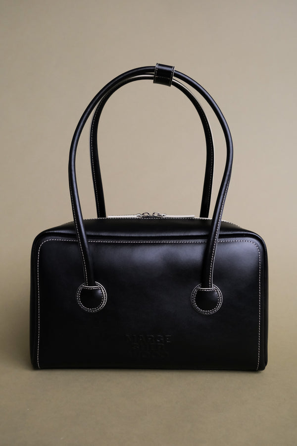 Margesherwood rectangular soft Boston bag black leather | Pipe and