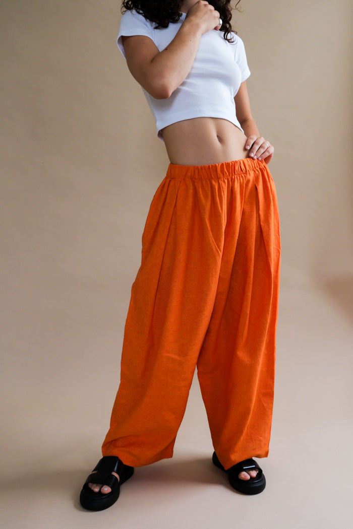 Toit Volant Radio seersucker pants in burnt orange flame | PIPE AND ROW