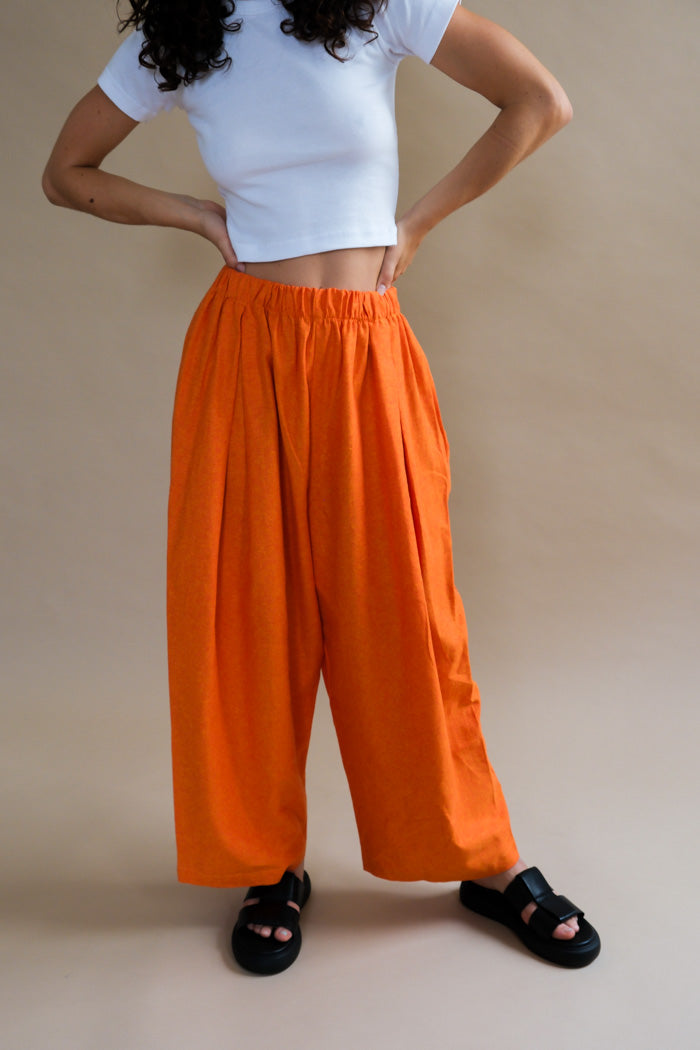 Toit Volant Radio seersucker pants in burnt orange flame | PIPE AND ROW