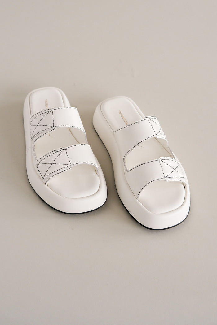 Intentionally Blank Kiara sandal white black stitching | Pipe and Row