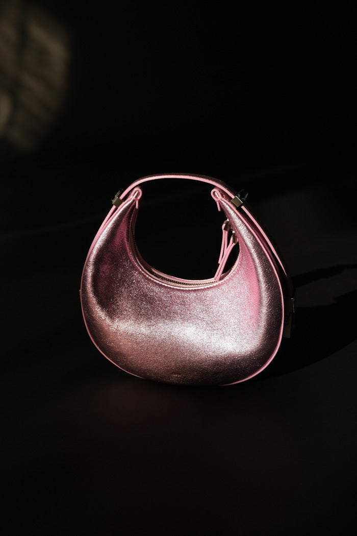 Osoi crescent shaped Toni mini bag metallic pink leather | Pipe and Row