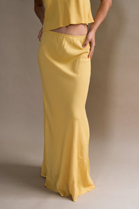 Shani mango yellow bias cut 90's inspired slip skirt tube midi dress | Pipe and Row