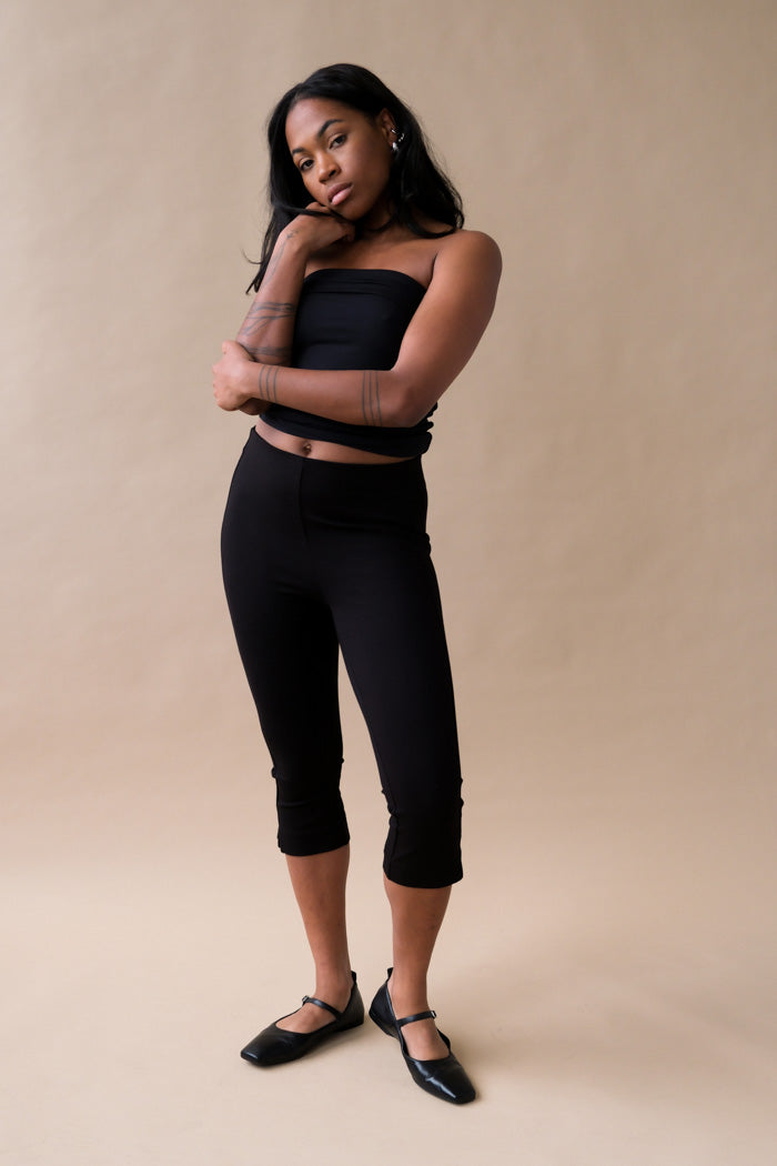 Geel Cooper capri pant fitted legging Black mini side slits PIPE AND ROW Black / L