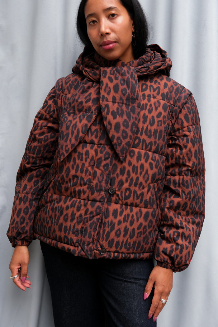 PEARL CHOCOLATE LEOPARD PUFFER