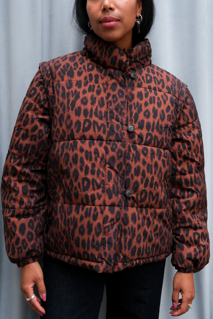 PEARL CHOCOLATE LEOPARD PUFFER