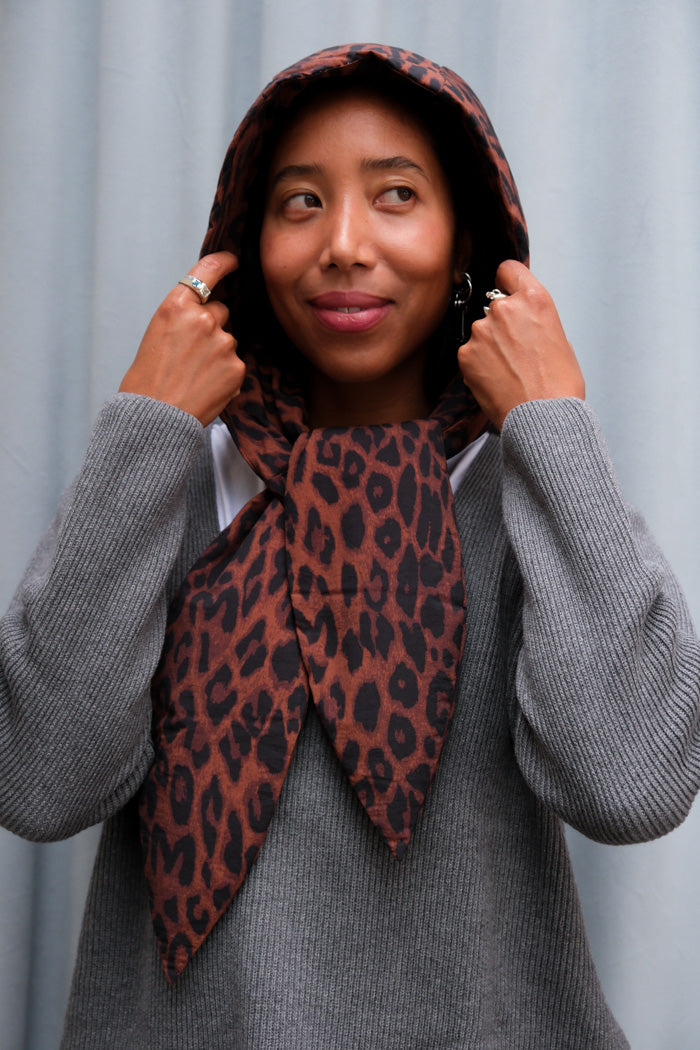 PEARL CHOCOLATE LEOPARD PUFFER