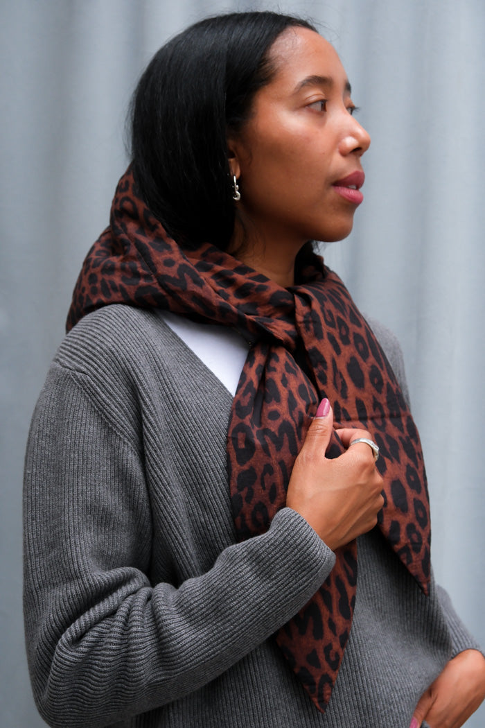 PEARL CHOCOLATE LEOPARD PUFFER