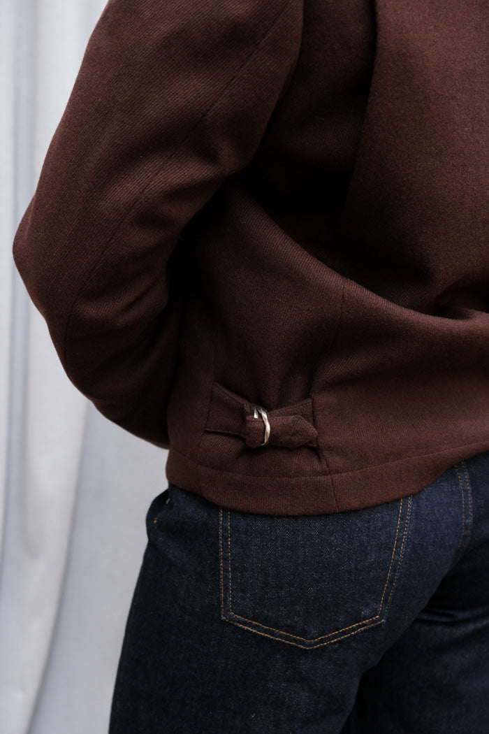 LEATHER TRIM WOOL BLOUSON