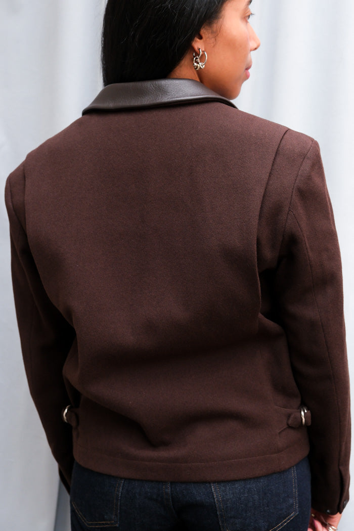 LEATHER TRIM WOOL BLOUSON