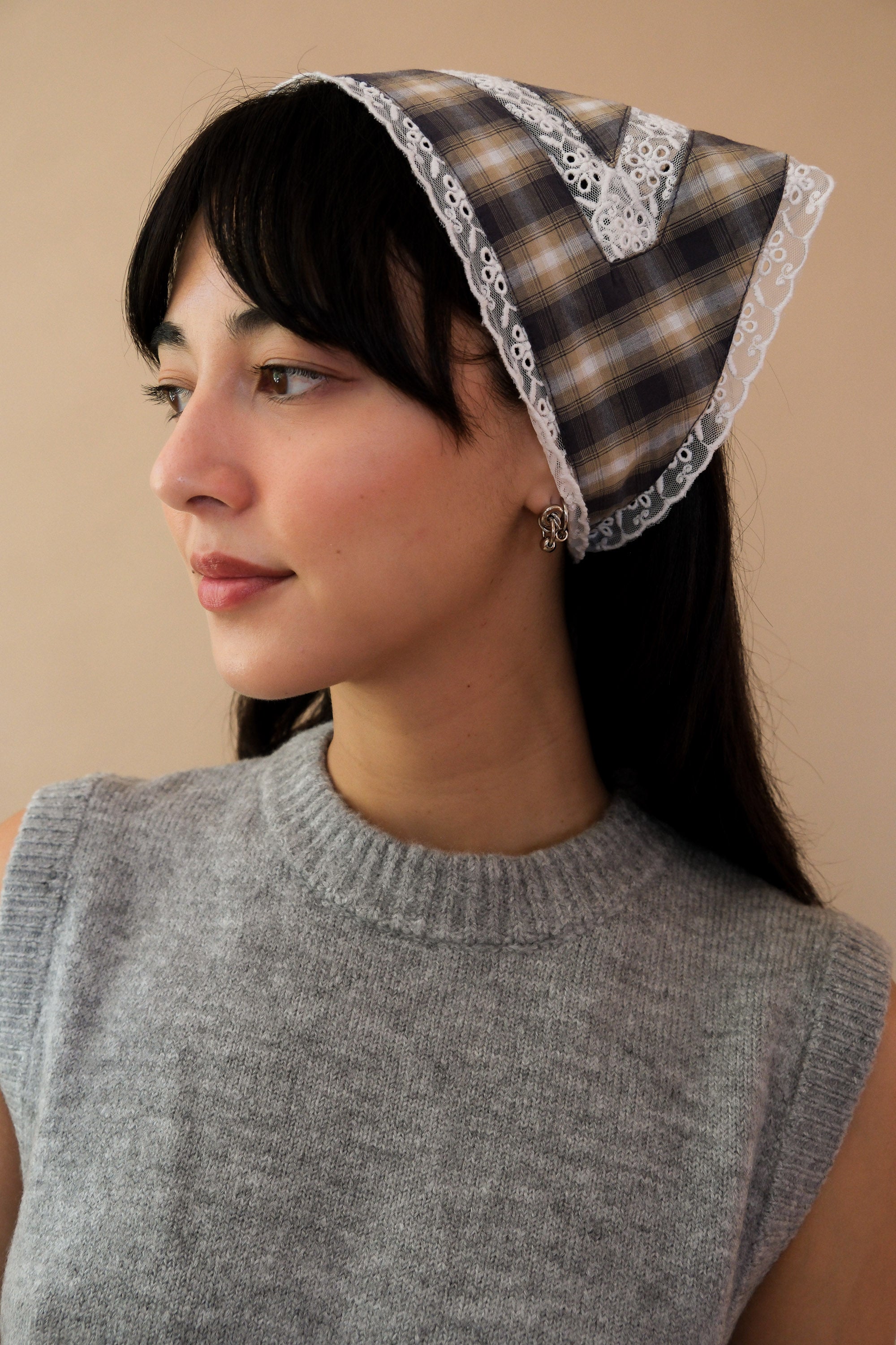 LACE TRIM HEAD SCARF