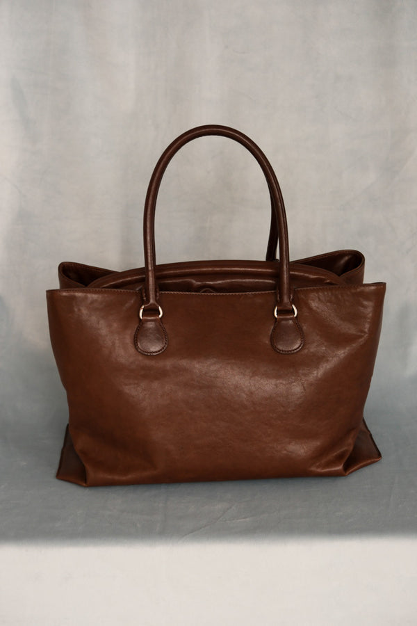 Osoi Shell Brot handbag large polish wood brown leather | Pipe and