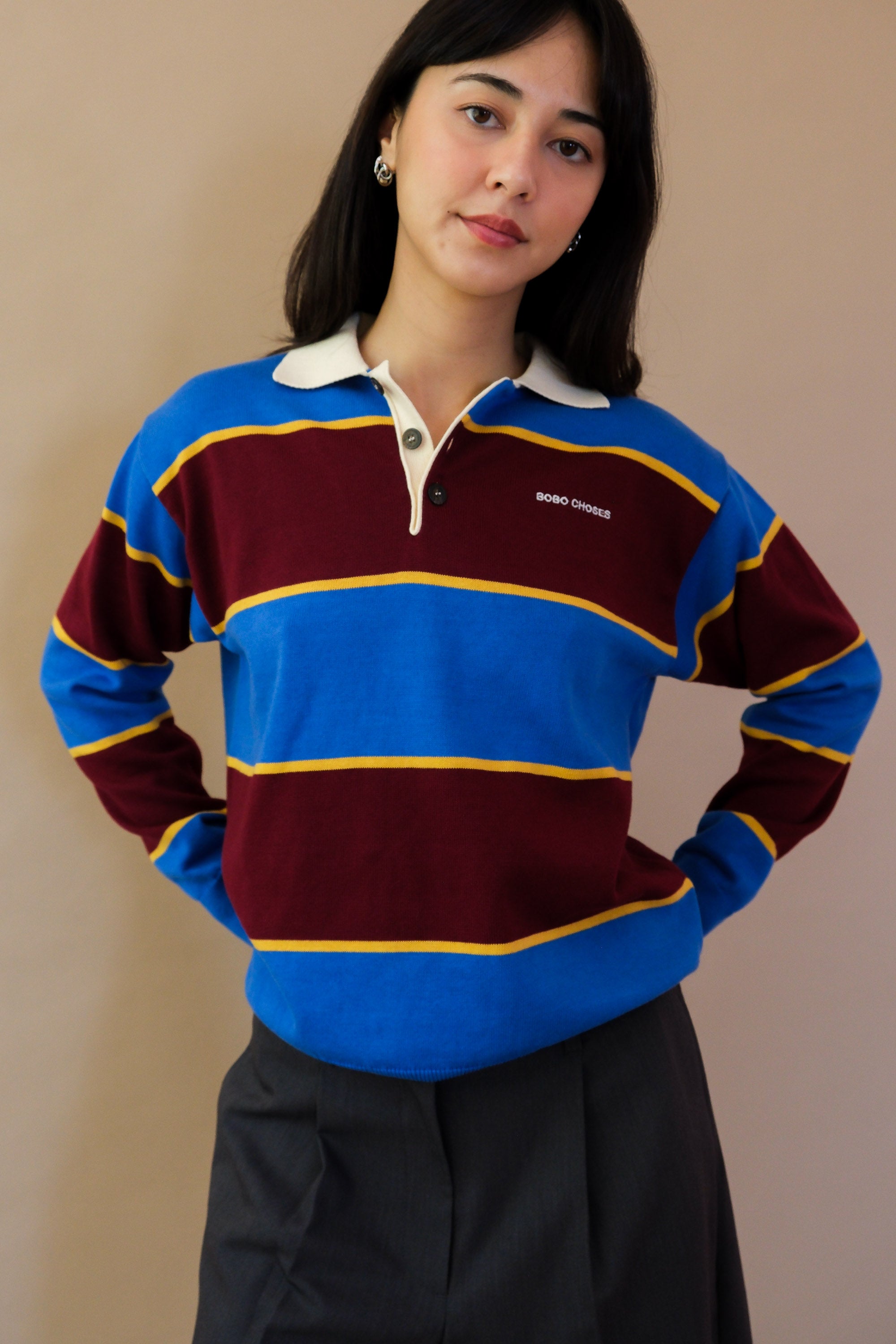 STRIPED COTTON POLO JUMPER