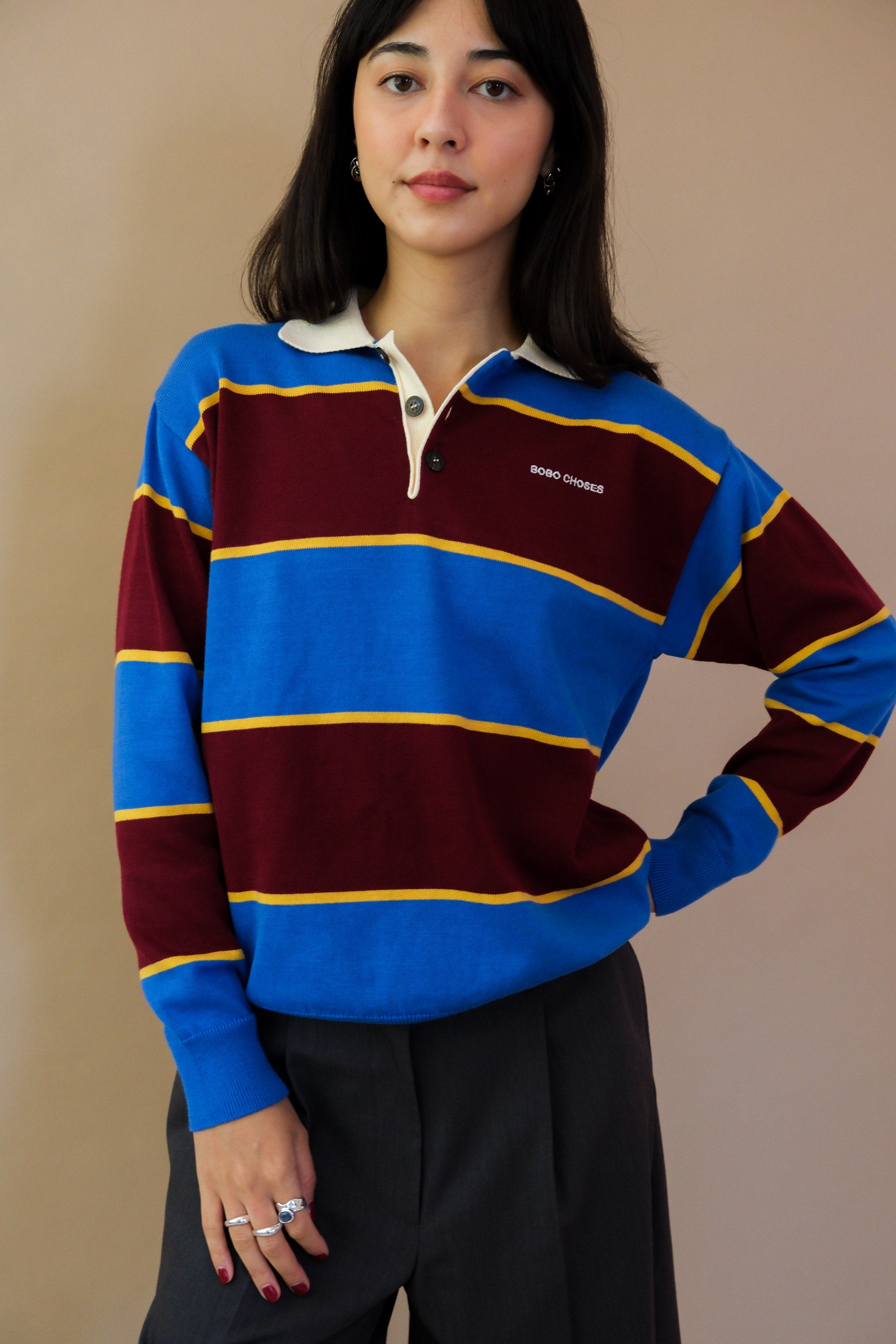 STRIPED COTTON POLO JUMPER