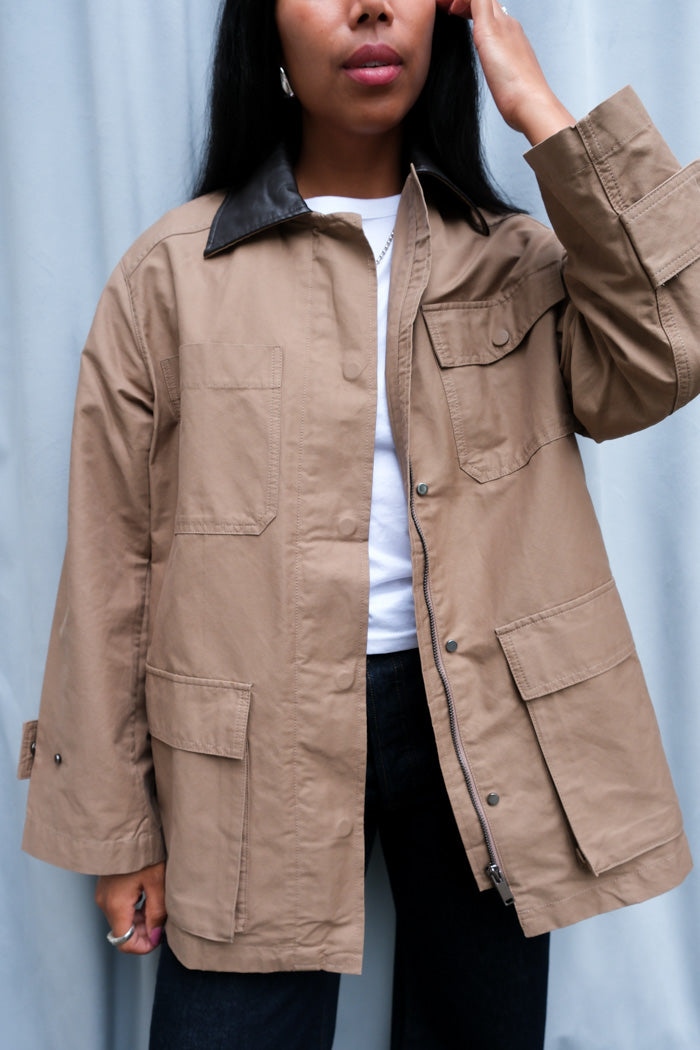 CONTRAST COLLAR WORK JACKET