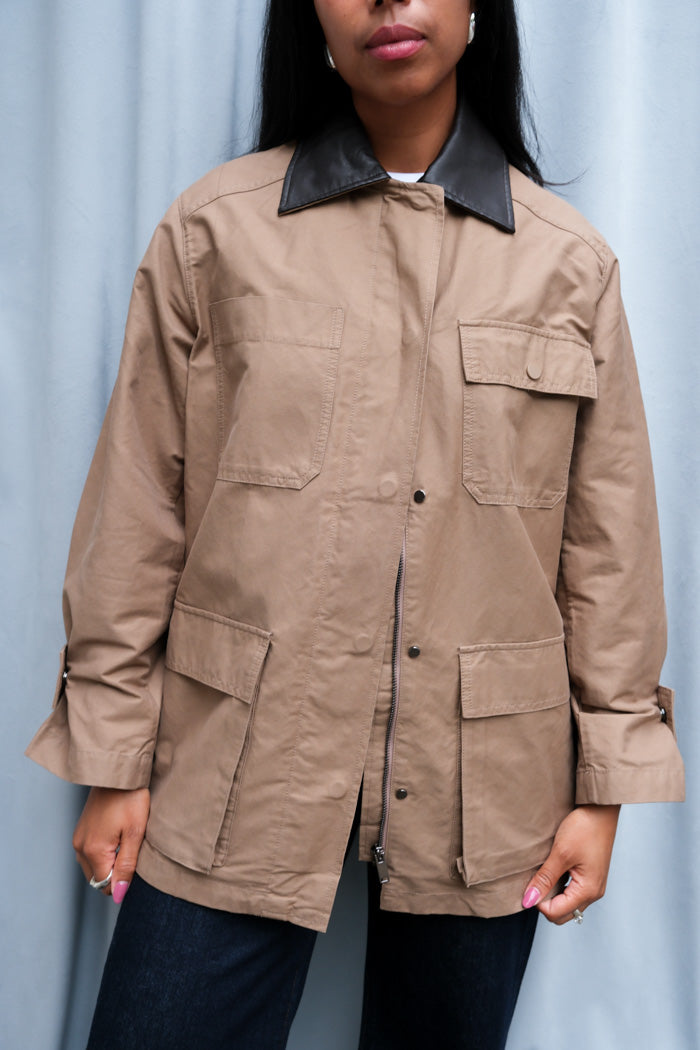 CONTRAST COLLAR WORK JACKET