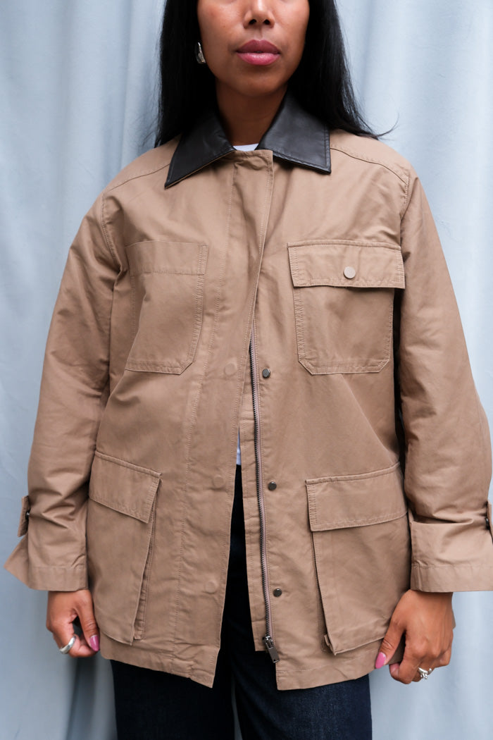 CONTRAST COLLAR WORK JACKET