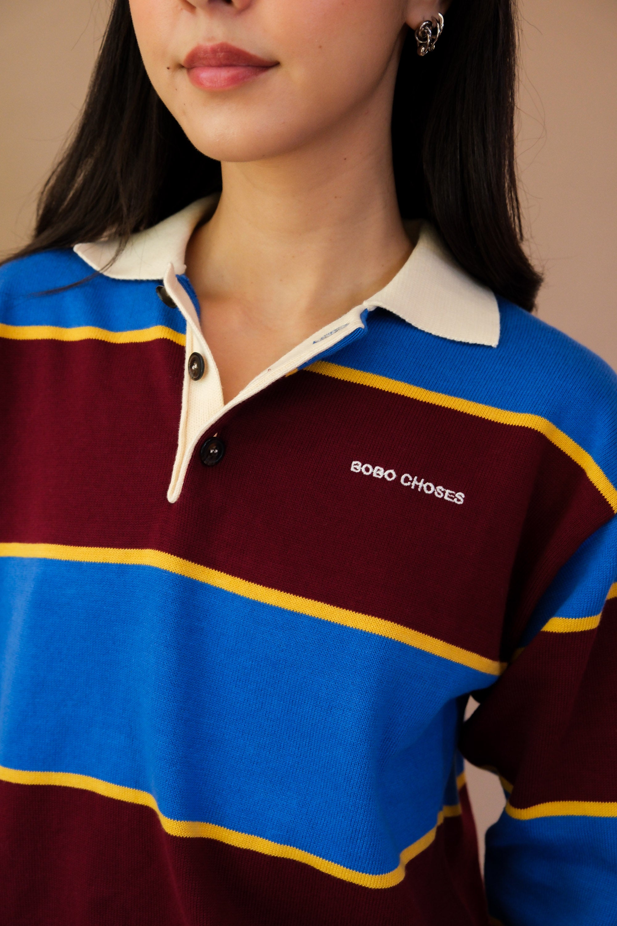 STRIPED COTTON POLO JUMPER