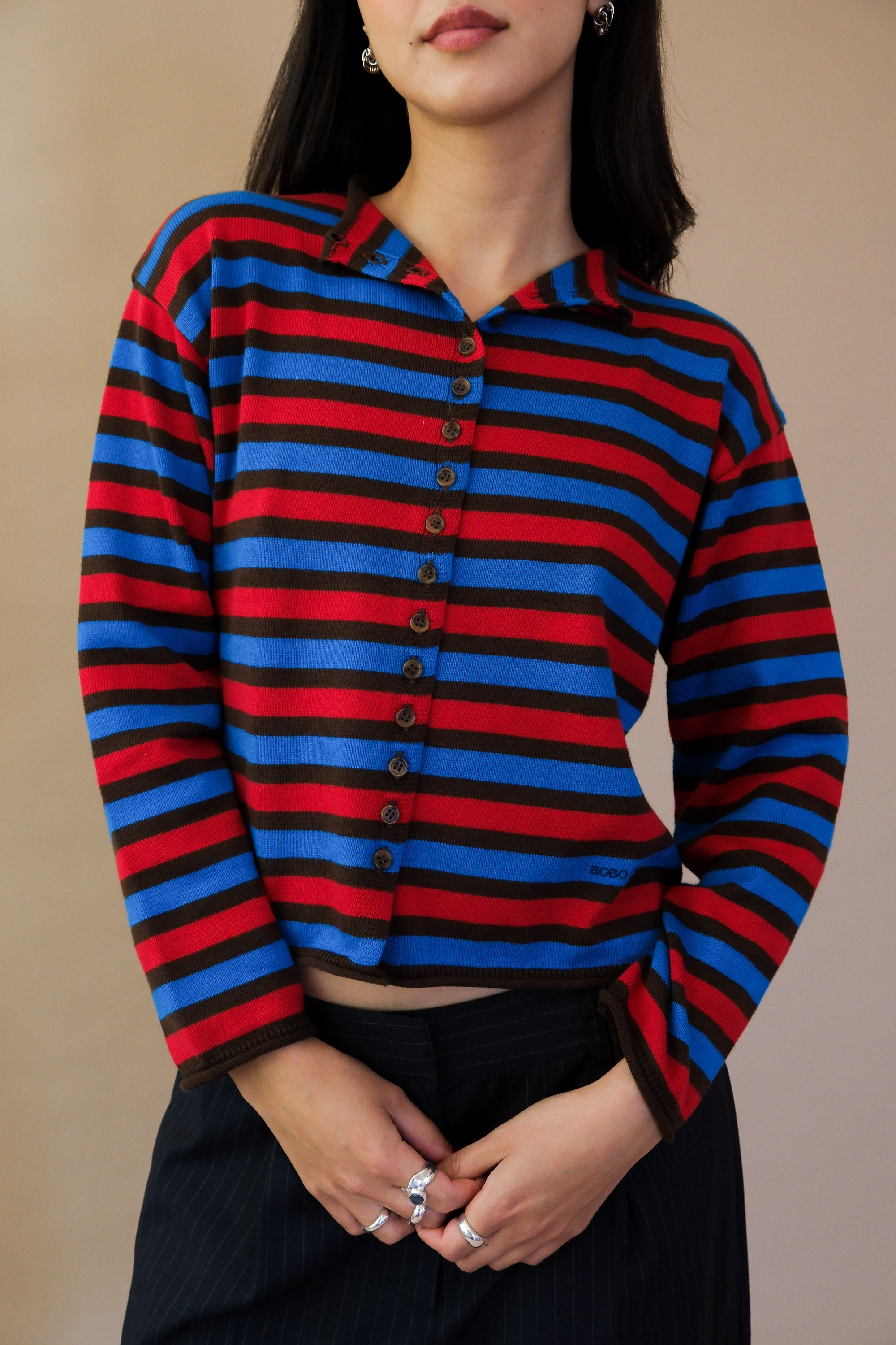 STRIPED COTTON CARDIGAN