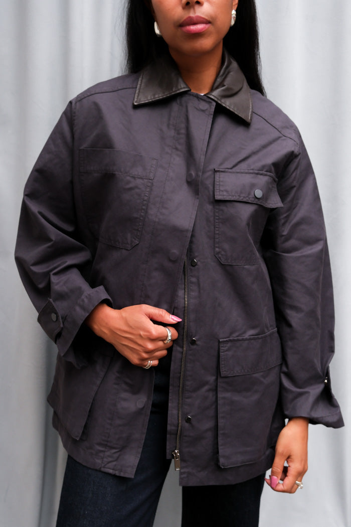 CONTRAST COLLAR WORK JACKET