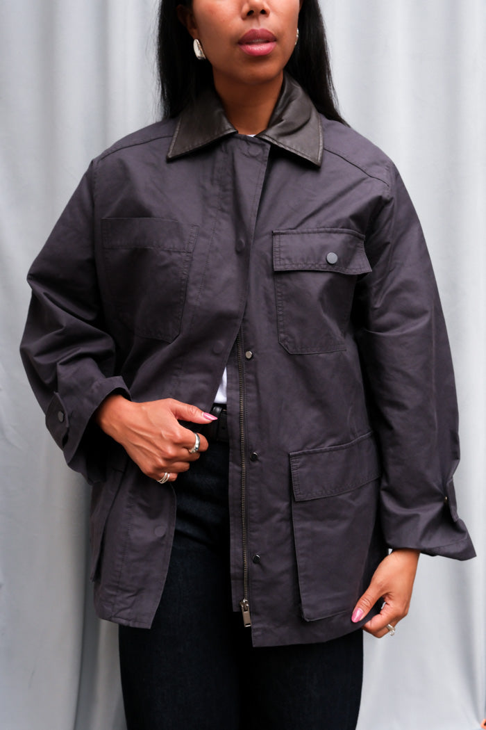 CONTRAST COLLAR WORK JACKET