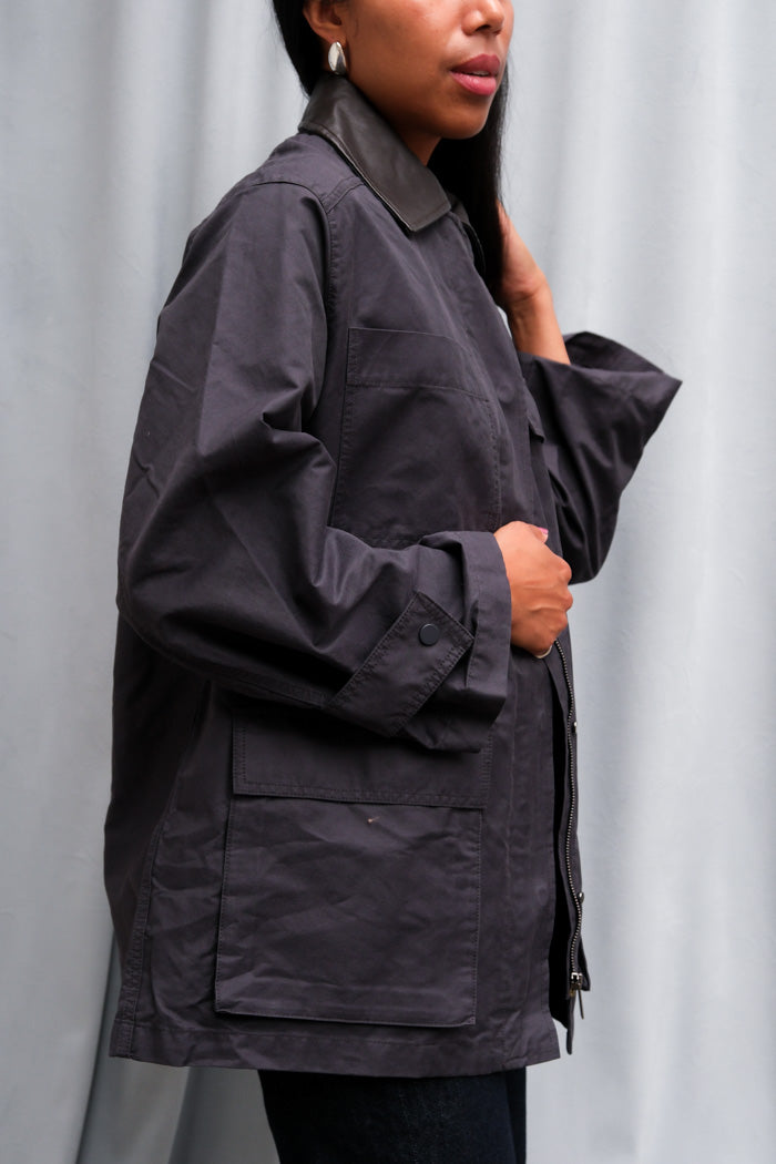 CONTRAST COLLAR WORK JACKET