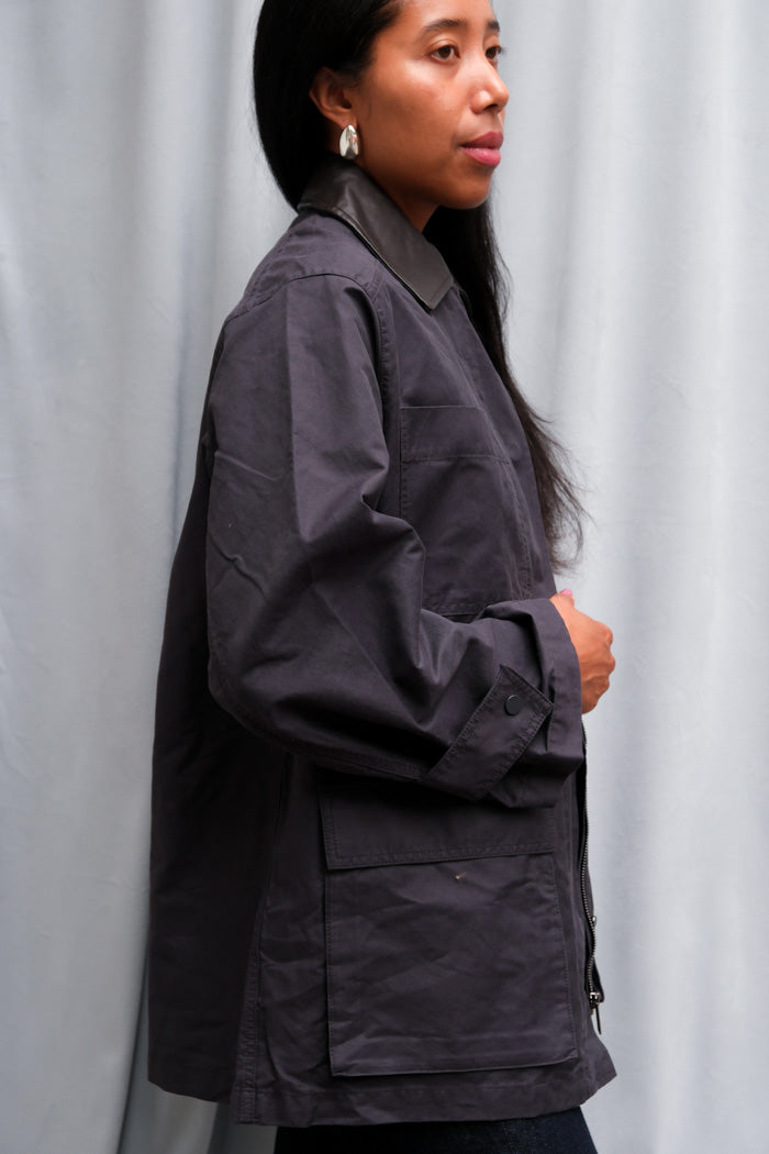 CONTRAST COLLAR WORK JACKET
