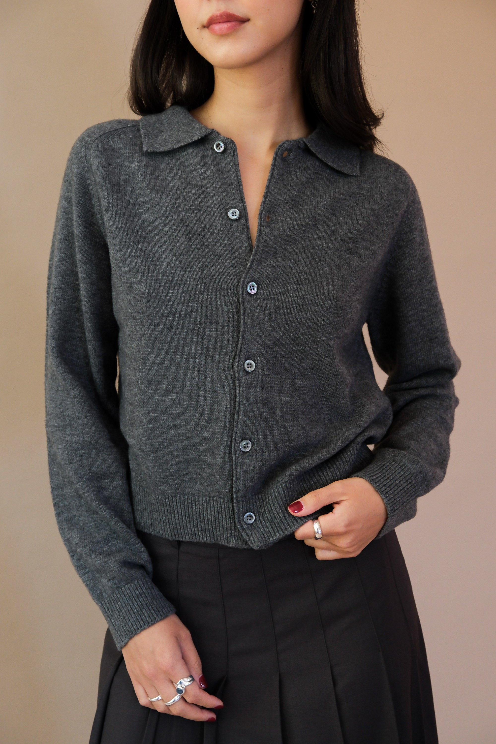 UNISEX COLLARED KNIT CARDIGAN
