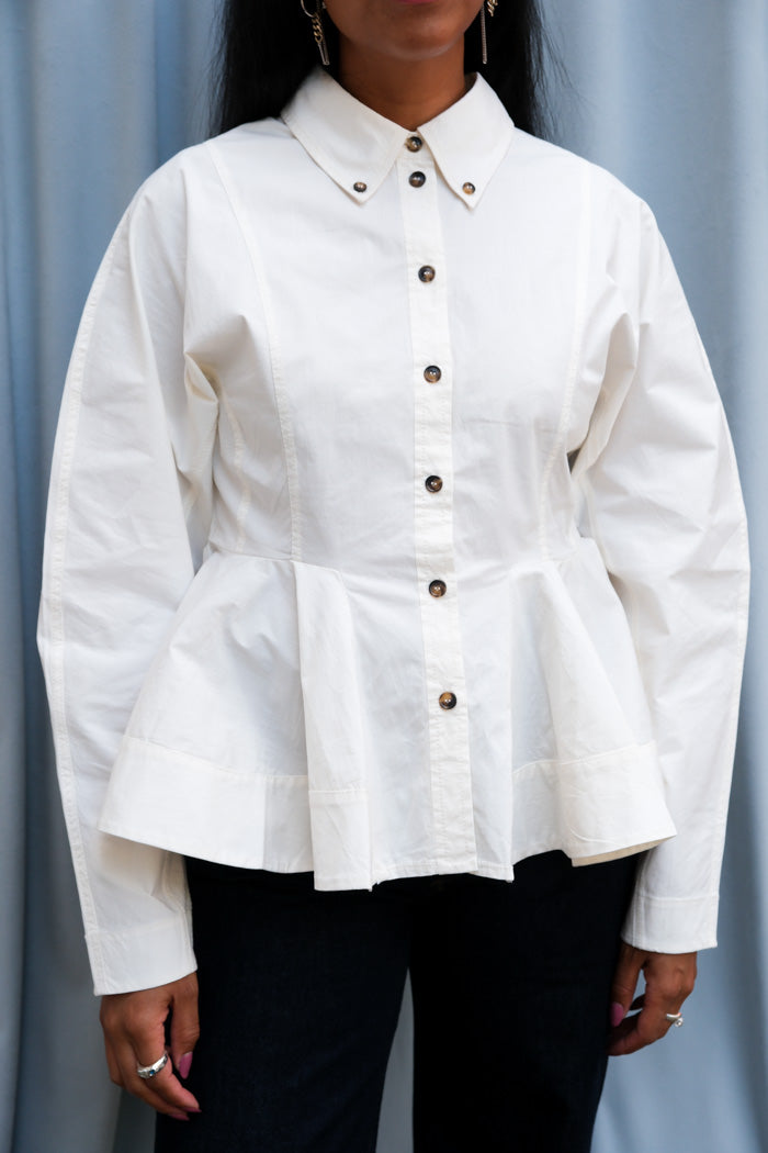 STRETCH COTTON PEPLUM SHIRT