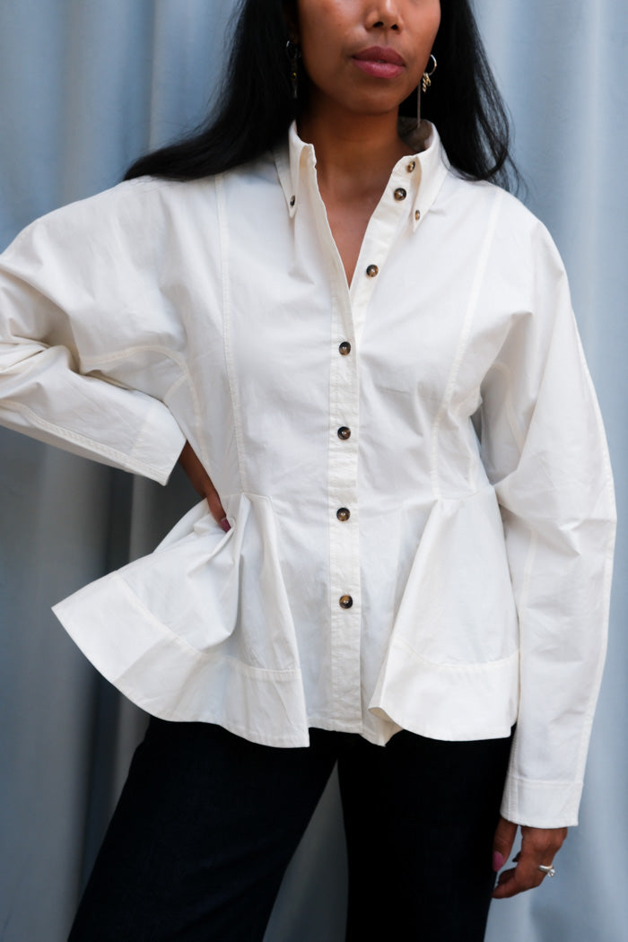 STRETCH COTTON PEPLUM SHIRT