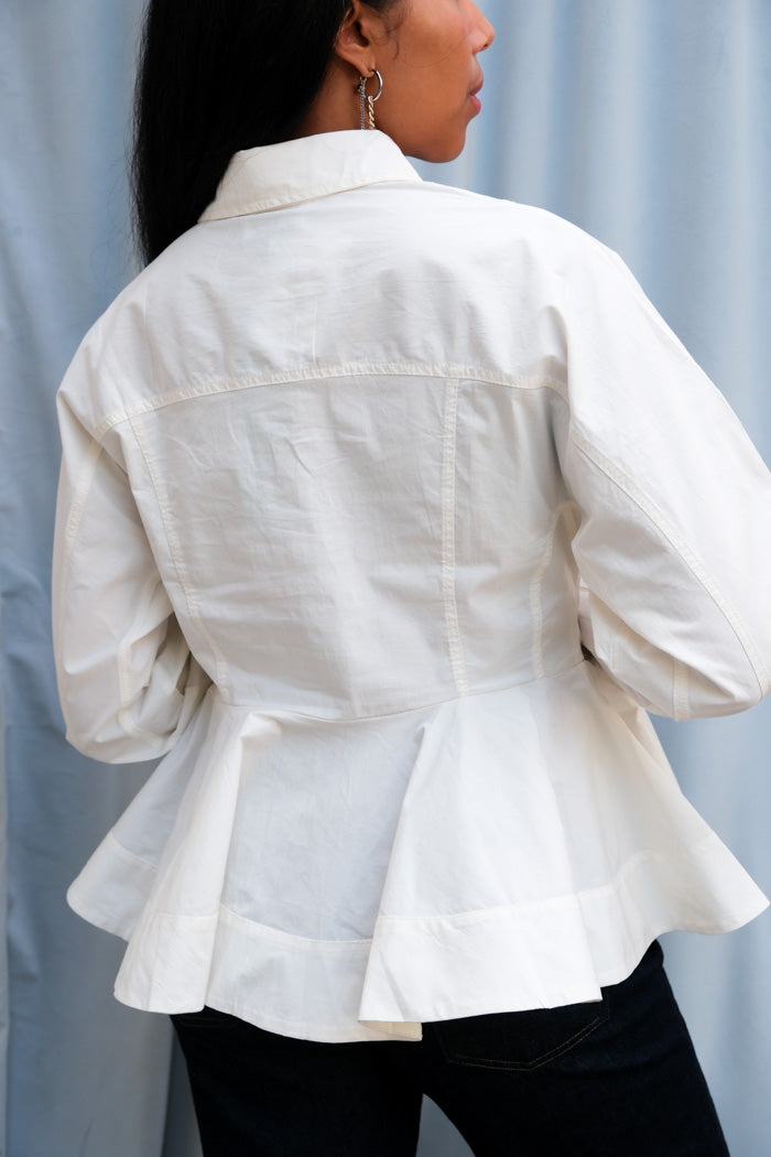 STRETCH COTTON PEPLUM SHIRT