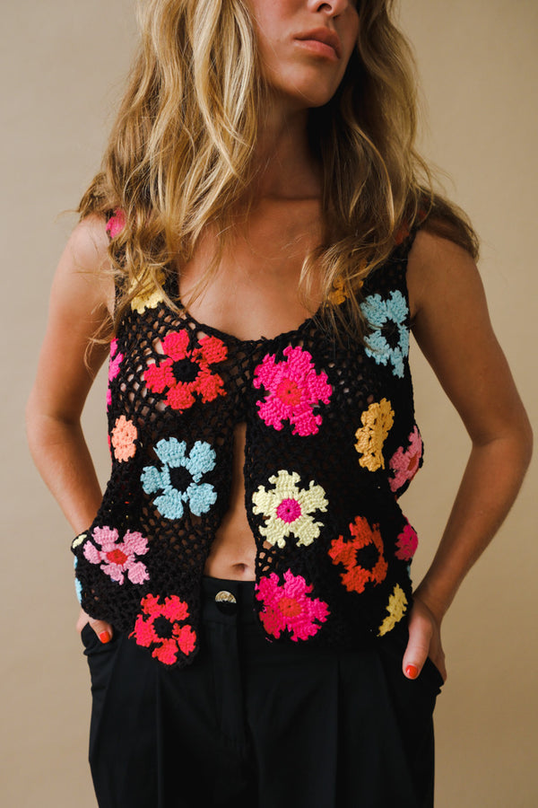 Tach Ashete floral crochet top black knit | Pipe and Row Seattle
