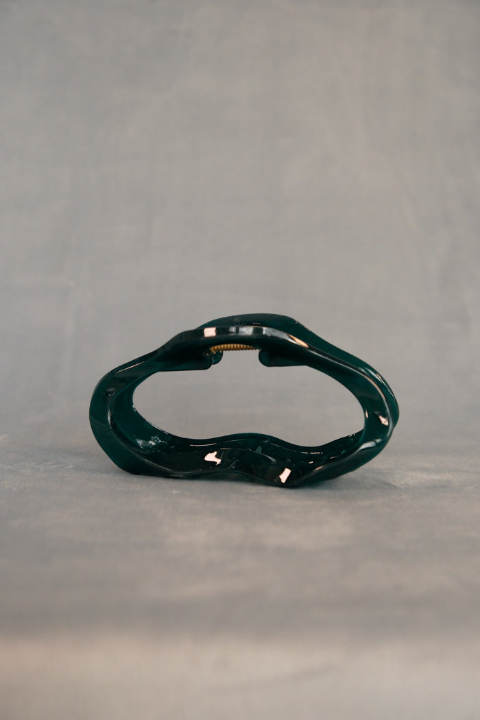 Large open oval hair claw emerald green PIPE AND ROW