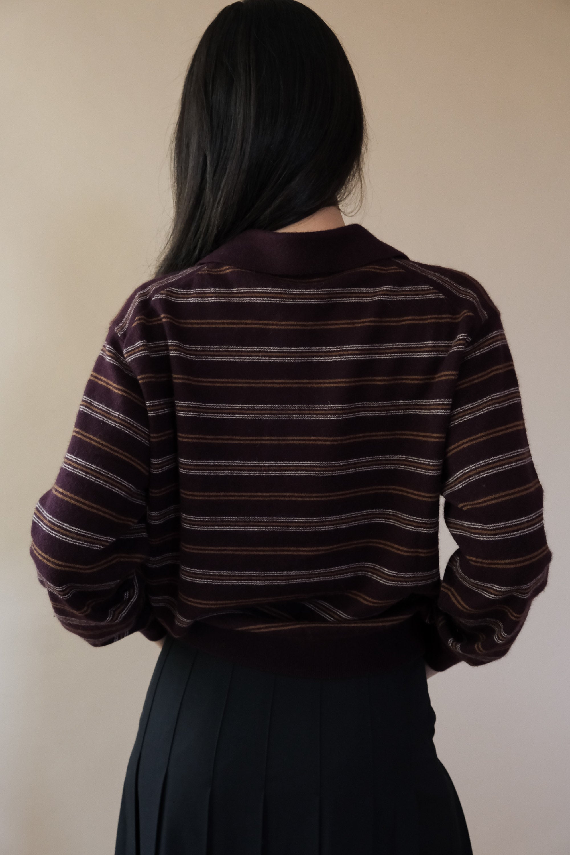 UNISEX COLLARED STRIPED SWEATER