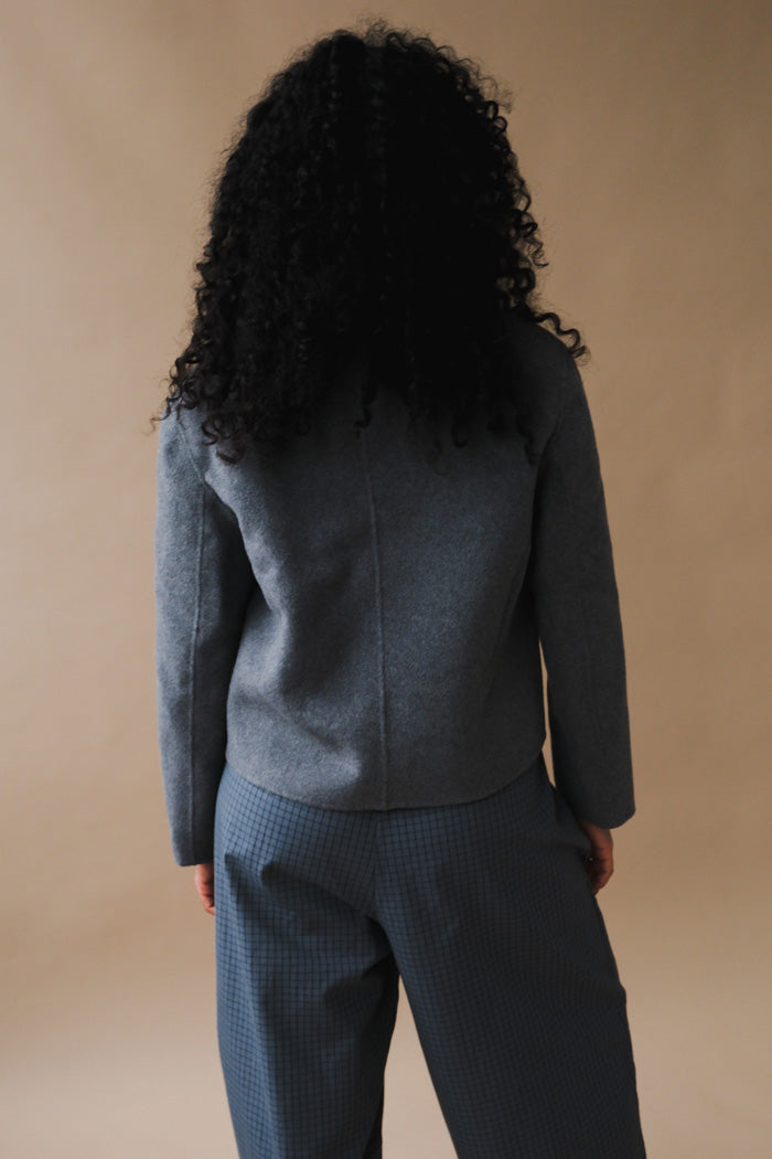 HANDMADE CASHMERE COLLARLESS JACKET