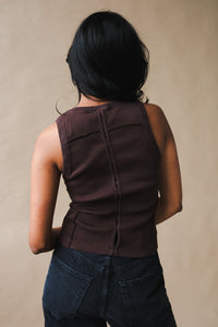 KKCo Gala tank top mud brown merrow seam slit opening | Pipe and Row