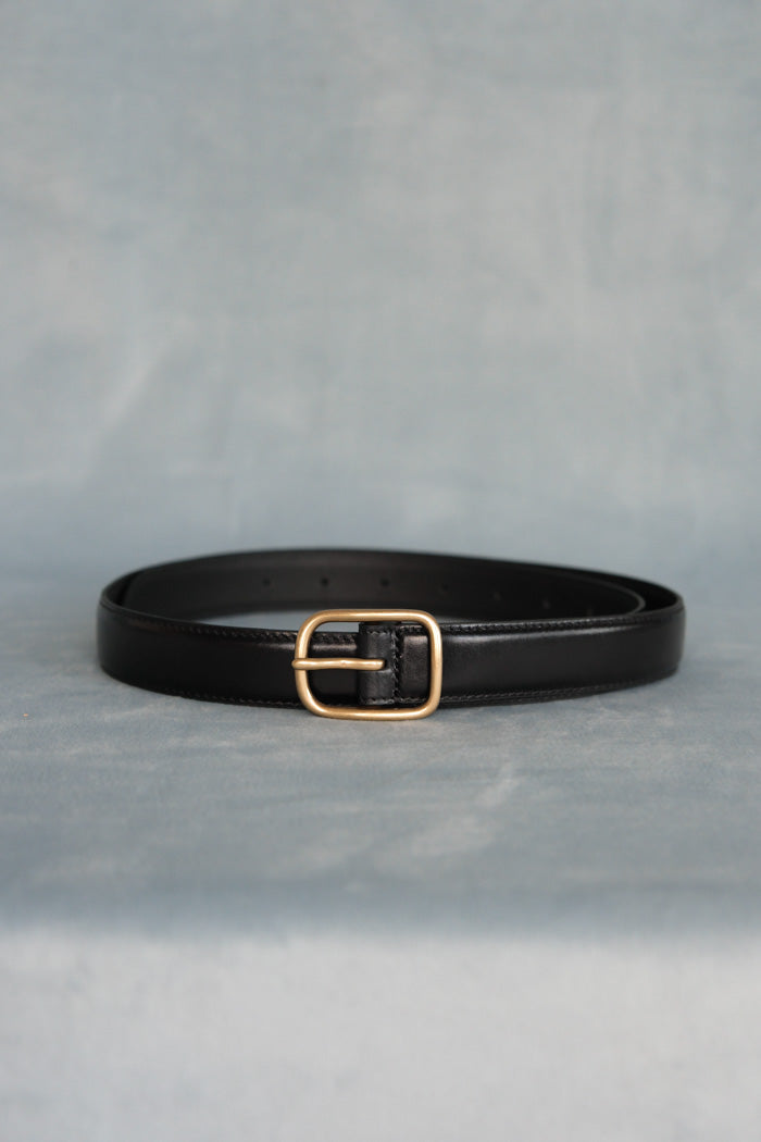 OVAL GOLDEN BRASS BUCKLE LEATHER BELT