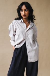 Citizens of Hummanity Kayla button up shirt tailor grey stripe | Pipe and Row