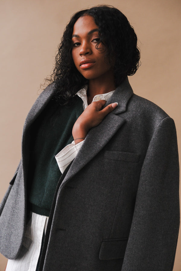 LAYERED HEAVY WOOL BLAZER - PIPE AND ROW