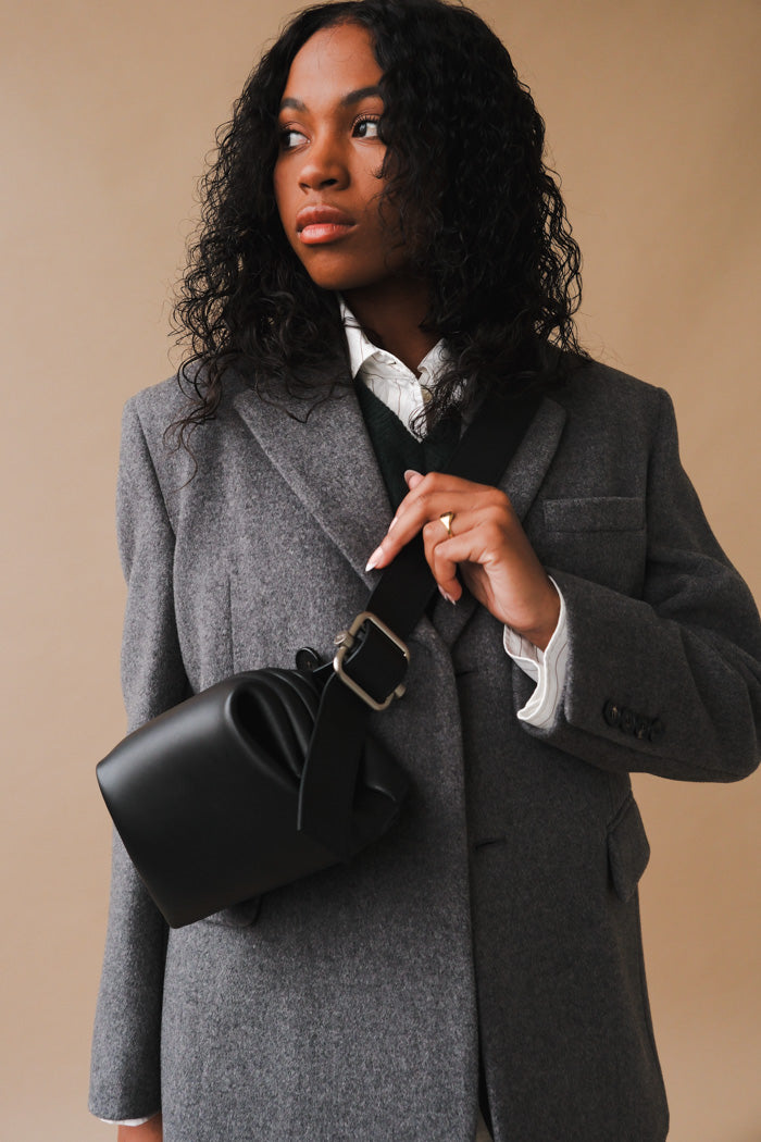 Osoi Mini Brot bag waist crossbody smooth black leather | Pipe and Row