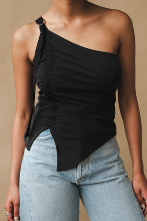 Geel onyx Shawn tank top one shoulder organic d-rings | Pipe and Row