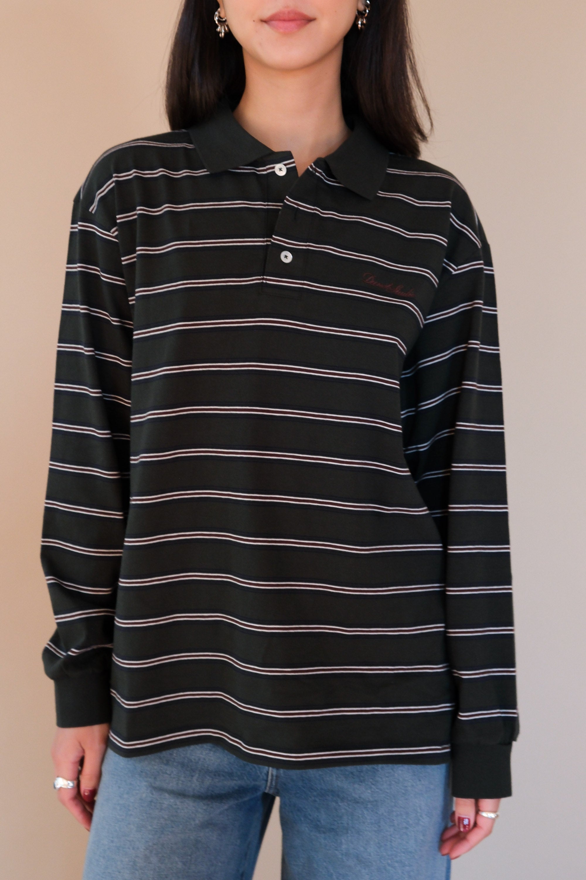 UNISEX MULTI STRIPE COLLARED T-SHIRT