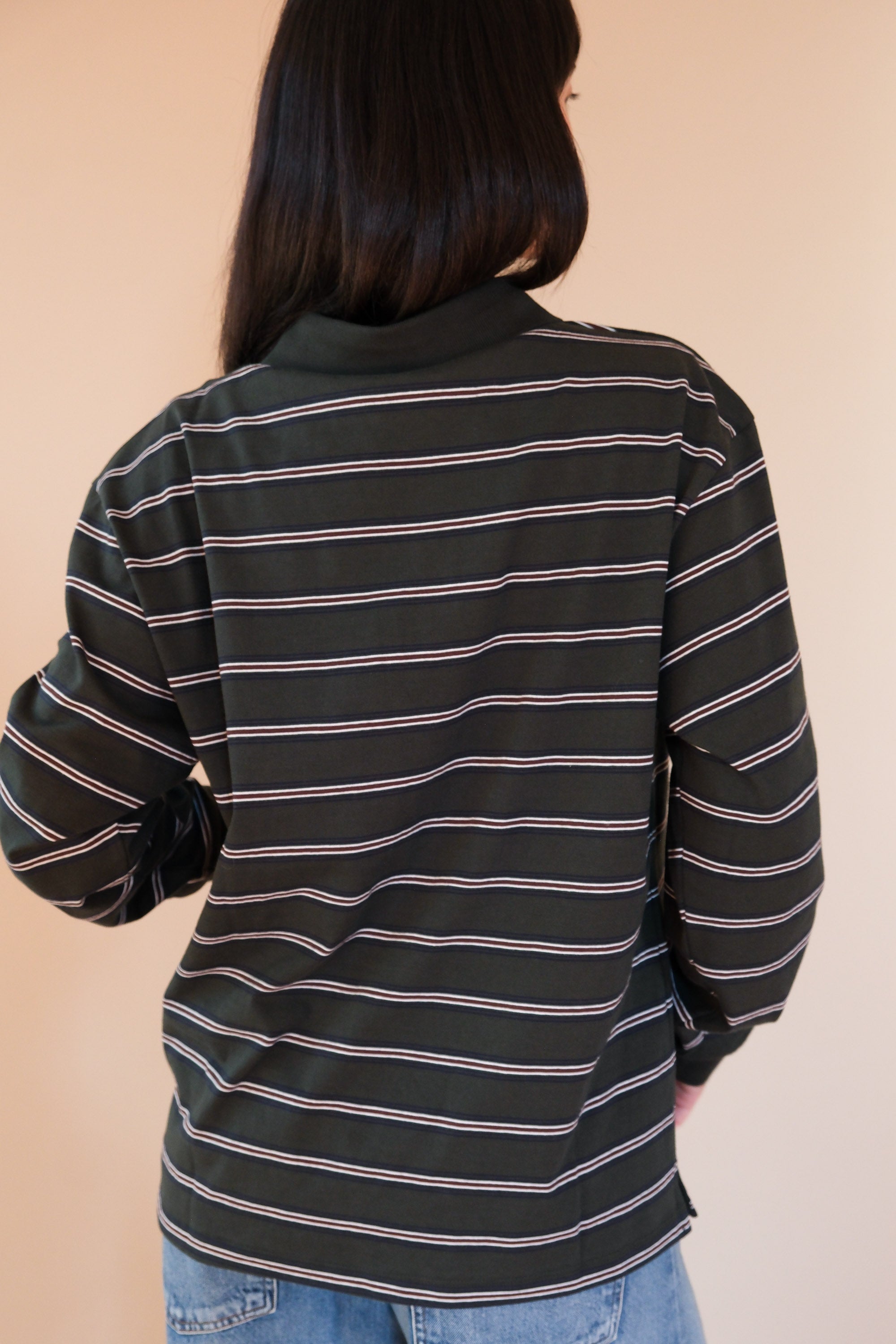 UNISEX MULTI STRIPE COLLARED T-SHIRT