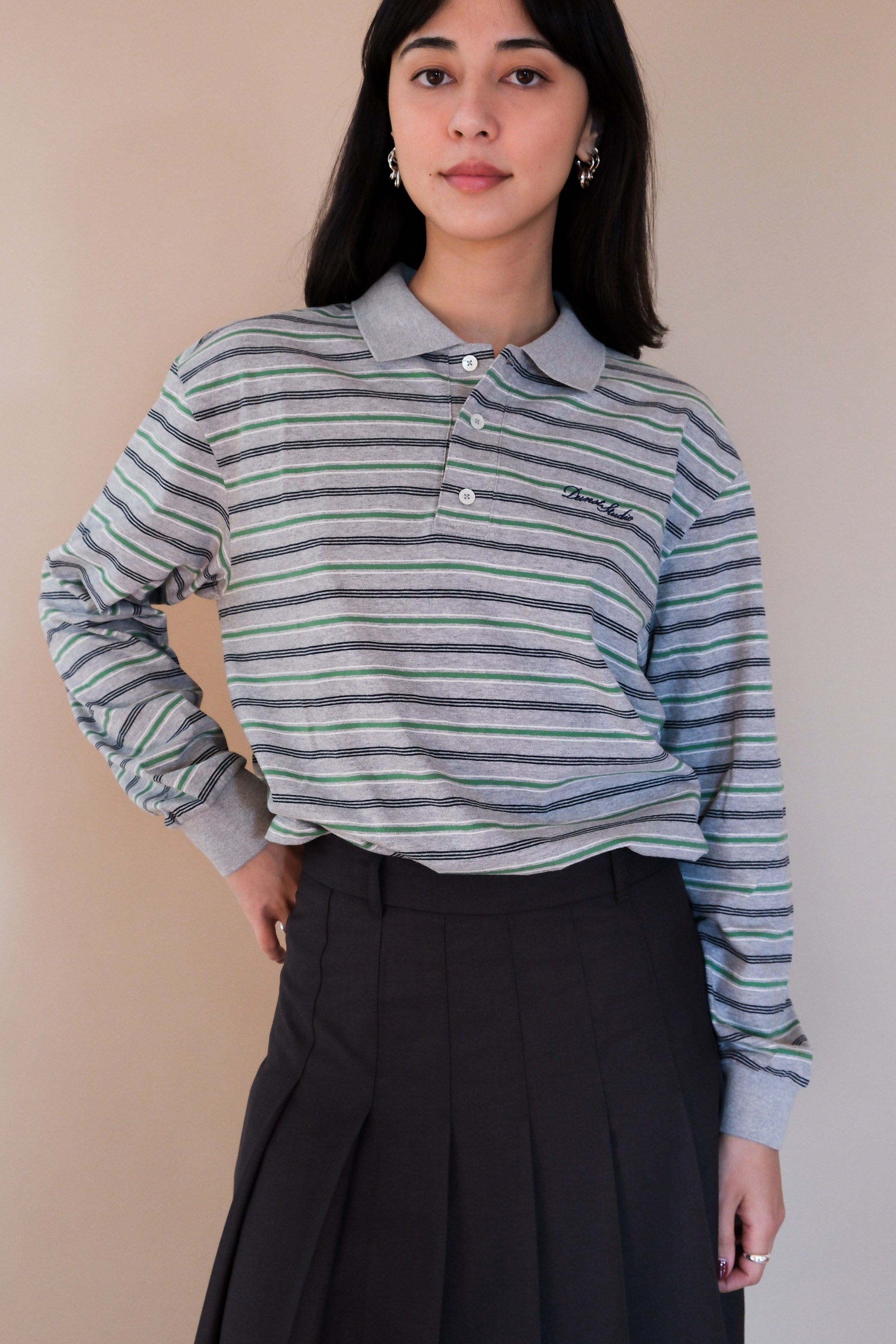 UNISEX MULTI STRIPE COLLARED T-SHIRT