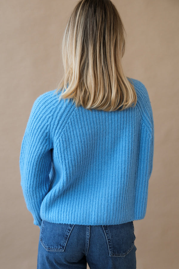 Callahan Poppy knit cardigan sweater capri blue PIPE AND ROW Seattle