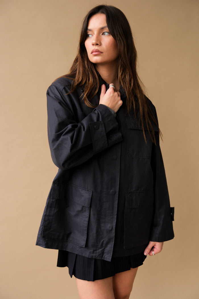 CONTRAST COLLAR WORK JACKET