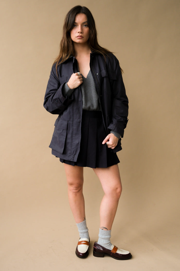 CONTRAST COLLAR WORK JACKET