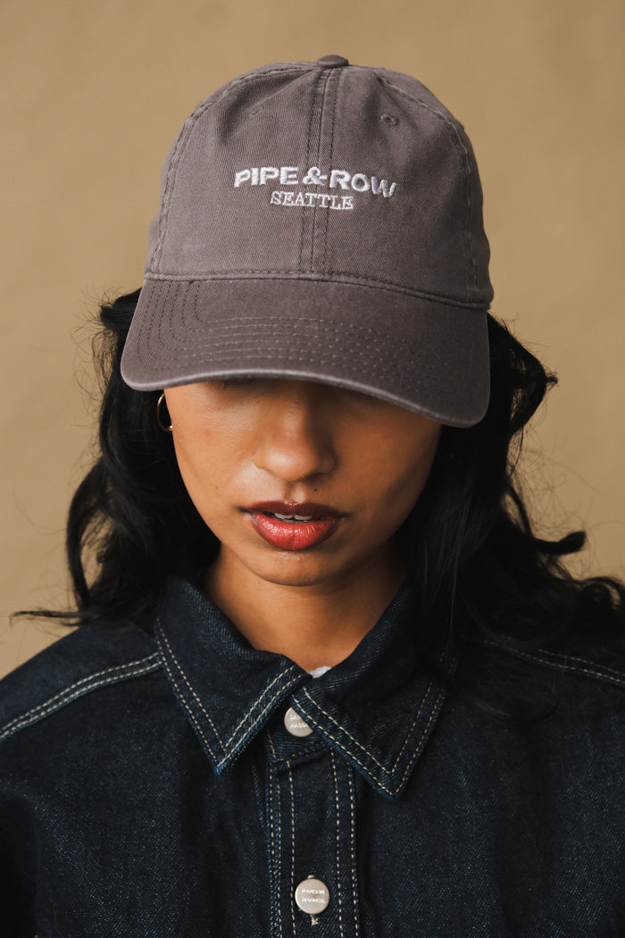 Pipe and Row embroidered washed grey cotton hat | PIPE AND ROW